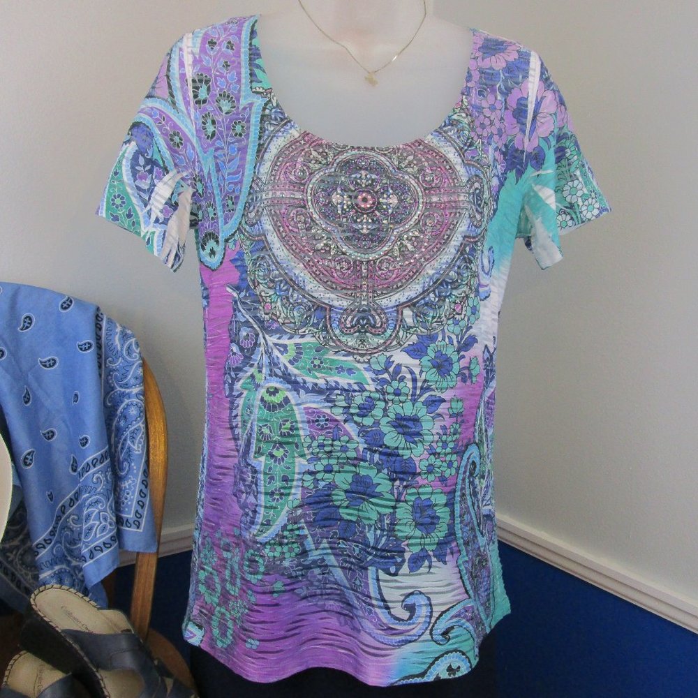 Kim Rodgers Bohemian Burnout Short Sleeve Top
